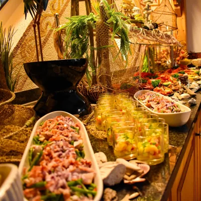 Wellnesshotel Albblick Restaurant Abendessen Buffet Fisch