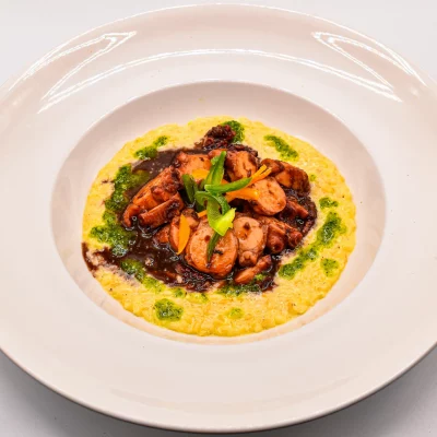 Wellnesshotel Albblick Restaurant Essen Octopus-Risotto