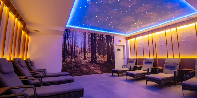 Wellnesshotel Albblick Saunabereich Ruheraum mit LED Sternenhimmel