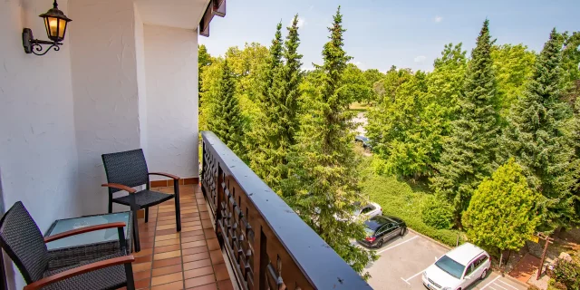 Wellnesshotel Albblick Zimmer Schwarzwald-Zimmer Balkon mit Wald